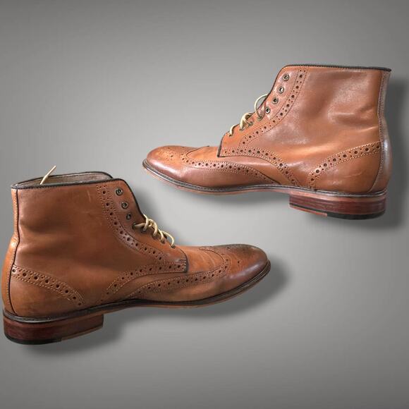 Men\'s Sz 12 JOSEPH ABBOUD Brown Leather Wingtip Brogue Boots Excellent Condition main image 4